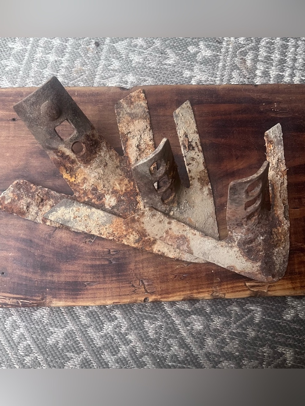 3 Vintage Antique Plow Points Rusty Farming Garden Architecture Industrial Decor